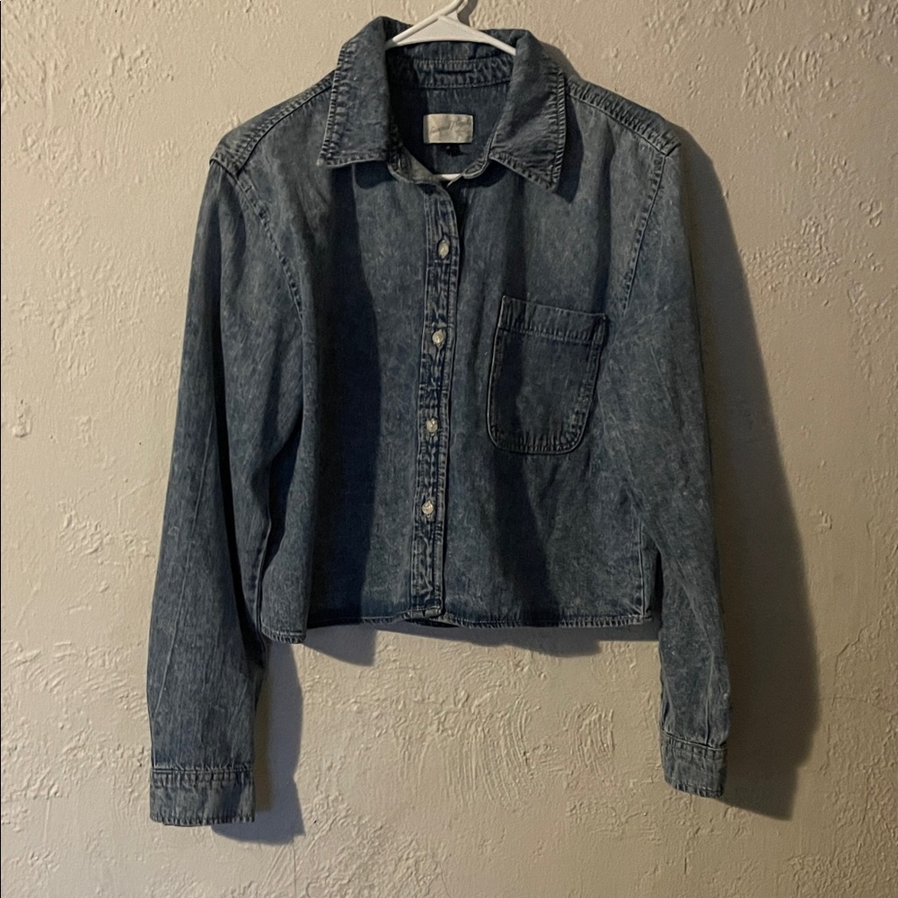 Universal Thread Denim Button-Up Cropped Jacket - image 1